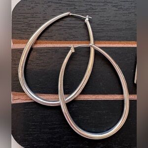 Large Sterling Silver Oval Hoop Earrings